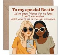 Playful Birthday Card - to My Special Bestie - Two Friends Taking a Cheeky Selfie - Perfect for Sharing Laughs and Mischief - 145mm Square, Envelope Included