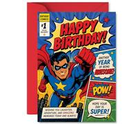 Playful Birthday Card - Unleash Your Inner Hero - Bold Comic-style Superhero Design Bursting with Vibrant Colour - Powers Up Any Celebration - A5, Envelope Included
