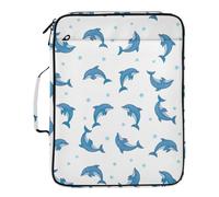 Playful Blue Dolphins Stars White Expandable Filing Folder Organizer with Removable 3 Ring Binder and Multiple