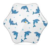 Playful Blue Dolphins Stars White Kids Umbrella for Girls Long Stick Small Rain Umbrellas for Boys Mouse Girl Uv Protection Sun Umbrella