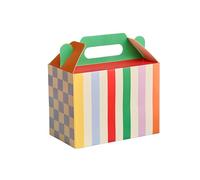 Playful Brights Party Lunch Boxes Pack of 6 - Rainbow Striped Party Treat Boxes with Carry Handle - Kids Birthday Party Favour Boxes, Snack Boxes & Gift Boxes