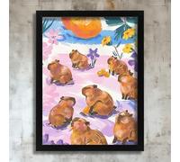 Playful Capybara Wall Art Print Nursery Wall Artwork Picture Art Capybara Print Poster A5 - Wall Art Home Decor Movie Poster Canvas Film Cinema Retro Vintage Cult Classic Nostargic Saga Modern reprin