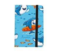Playful Cartoon Blue Sharks Passport Holder, PU Leather Passport Covers, Gifts for Travel, Holiday Accessories Women, Holiday Ducument Holder for Passports Tickets Money Boarding Passes, ID Card Cover