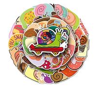 Playful Cartoon Snail Vinyl Stickers, 50 PCS Waterproof Illustrated Animal Decals for Laptops, Scrapbooking, Journals, Notebooks, Water Bottles, Suitcases, Phones & DIY Decor