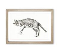 Playful Cat by Jean Bernard Framed Print | A2 Oak Framed Wall Art | Ready to Hang | Modern Animal Picture | Living Room Bedroom Lounge Office