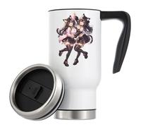 Playful Cat Girls Dancing Together Vacuum Insulated Thermal Travel Coffee Mug 480ml White