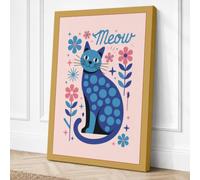 Playful Cat Meow Canvas Wall Art Print 30x20 Inch