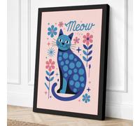 Playful Cat Meow Canvas Wall Art Print 30x20 Inch