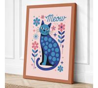 Playful Cat Meow Canvas Wall Art Print 36x24 Inch