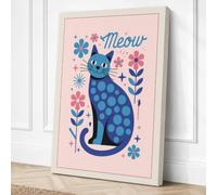 Playful Cat Meow Canvas Wall Art Print 36x24 Inch
