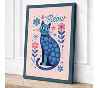 Playful Cat Meow Modern Canvas Wall Art Print 18x12 Inch (46 x 30 cm)