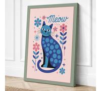 Playful Cat Meow Modern Canvas Wall Art Print 30x20 Inch (76 x 51 cm)