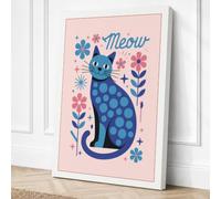 Playful Cat Meow Modern Canvas Wall Art Print 36x24 Inch (91 x 61 cm)