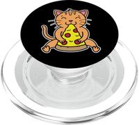 Playful Cat Munching Pizza Slice PopSockets PopGrip for MagSafe