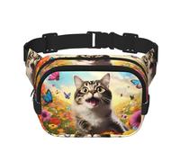 Playful cat Printed fashionable waist bag, unisex messenger bag, fashionable travel waist bag