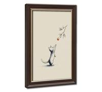 Playful Cat Reaches for Orange - A Fun Animal Art Decoration Canvas Poster Bedroom Decor Landscape Office Room Decor Gift 24" L X 36" W