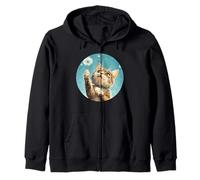 Playful Cat with Dandelion for a Lighthearted Mood Zip Hoodie