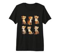 Playful Cheetah Cubs Watercolor Wild Cat Design Premium T-Shirt