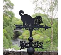Playful Cockapoo Weathervane Cast Iron & Steel Garden Roof Weather Vane with Universal Mounting Bracket & Directional Arrow, Midnight Black Finish