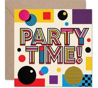 Playful Congratulations Card - Bursting with Celebration - Bold Geometric Shapes and PARTY TIME! Text - A Lively Way to Mark Their Big Moment - 145mm Square, Envelope Included