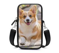 Playful Corgi Cell Phone Bag with Detachable Strap, Aesthetic Mini Sling Bag Small Crossbody Bag for Phone