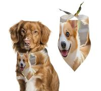 Playful Corgi Dog Bandanas for Feeding Grooming, Triangle Pet Bibs Washable Pets Scarf for Cats & Dogs
