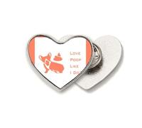 Playful Corgi Dog Likes Poop Heart Metal Pin Brooch Clip Love
