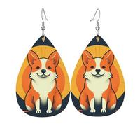 Playful Corgi Leather Earrings Creative Leather Earring Fun Earring For Mother'S Day Party