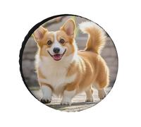 Playful Corgi Universal Tire Cover Replacement Oxford Fabric Waterproof Wheel Protector for SUV Truck RV Dust Snow Sun Protection 36 Inch