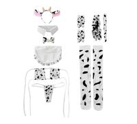 Playful Cow Print Three Point Set for Women Lingerie Outfit (A, A)