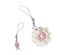 Playful Crochet Fish Cake Phone Charms Handmade Craft Project Style Gift Accessories Durable String Keyring Decoration Cute Friendship Charms Kit, フリーサイズ