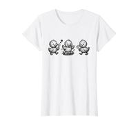 Playful Cruise Rubber Ducks Linocut Nautical Bubbles Fun Value Graphic T-Shirt, Women, White, S