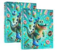 Playful Cute Alligator Blue 1.5 Inch 3 Ring Binders Hold 200 Sheets Cute Folders Portfolio Floral Round Ring Heavy Duty Binder, 12.4x10.63x2.36inch, 1 Pack