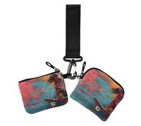 Playful Dachshund Dog Skateboard Retro Street Style Women's Change Wallet Card Cases Large Capacity Card Wallet Money Organizer with Zipper Coin Pocket for Work Travel 2 Pcs, playful dachshund dog