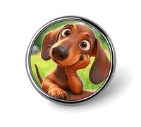 Playful Dachshund Lapel Pin Brooches Round Fashion Brooch Pin Cute Button Badges Alloy Button Pins Enamel Pins Metal Pinback for Hat Shirt Clothing Bags