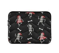 Playful Dancing Skeletons Bones Black Computer Cases for Laptops, Protective Padded Laptop Case 15.6 Inch for Women