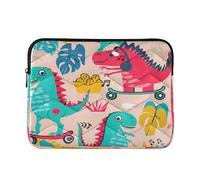 Playful Dinosaurs Skating Laptop and Tablet Bag, Waterproof Laptop Covers 15.6 Inch for Women