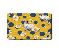 Playful Dish Drying Mats For Kitchen Counter, Sheep and Egg Polka Dot Absorbent Rubber Dish Drainer Rack Mat, Fun PU Leather Drying Pad For Coffee Bar 12x20 Inch