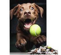 Playful Dog with Ball Puzzle Jigsaws 500 Pieces for Adults Puzzle Jigsaws Educational Game for Adult Teenagers 500pcs (52x38cm)