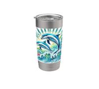 Playful Dolphins in a Vivid Ocean Scene Stainless Steel Insulated Tumbler