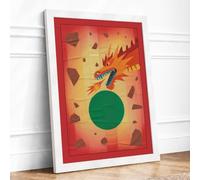 Playful Dragon Framed Wall Art Print A3 White