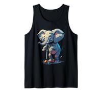 Playful Elephant Riding a Scooter in Winter Tank Top
