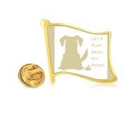 playful en retriever plays poop Golden Metal Flag Lapel Pin Badge