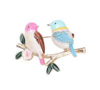 Playful Enameled Bird Stand On Branch Brooch Korean Styles Fashion AnimalJewelry Clothing Accessory For Women Gift Korean Brooch
