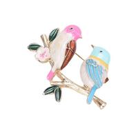 Playful Enameled Bird Stand On Branch Brooch Korean Styles Fashion AnimalJewelry Clothing Accessory For Women Gift Fashionable Bird Pin