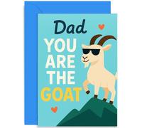 Playful Father's Day Card For Dad - Birthday Greeting Card for Him, Goat With Sunglasses Illustration - Celebrating Dad As The Greatest Of All Time - Blank Inside With Envelope