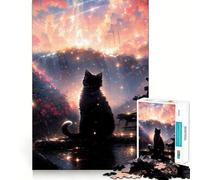 Playful Fluffy Cat Charm for Adults 1000 Piece Jigsaw Puzzle Mind Exercise Toy Family Joy Precision Cut Lovely Gift (38x26cm)