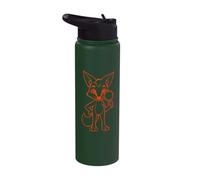 Playful Fox Detective Silhouette Art Design Outline Stainless Steel Insulated Water Bottle