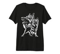 Playful German Shepherd as a Finely Drawn Picture Premium T-Shirt