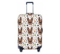Playful German Shepherd Print Travel Luggage Covers, Washable Suitcase Covers Protector for Luggage 18-32 Inch High Elasticity, Black, Large